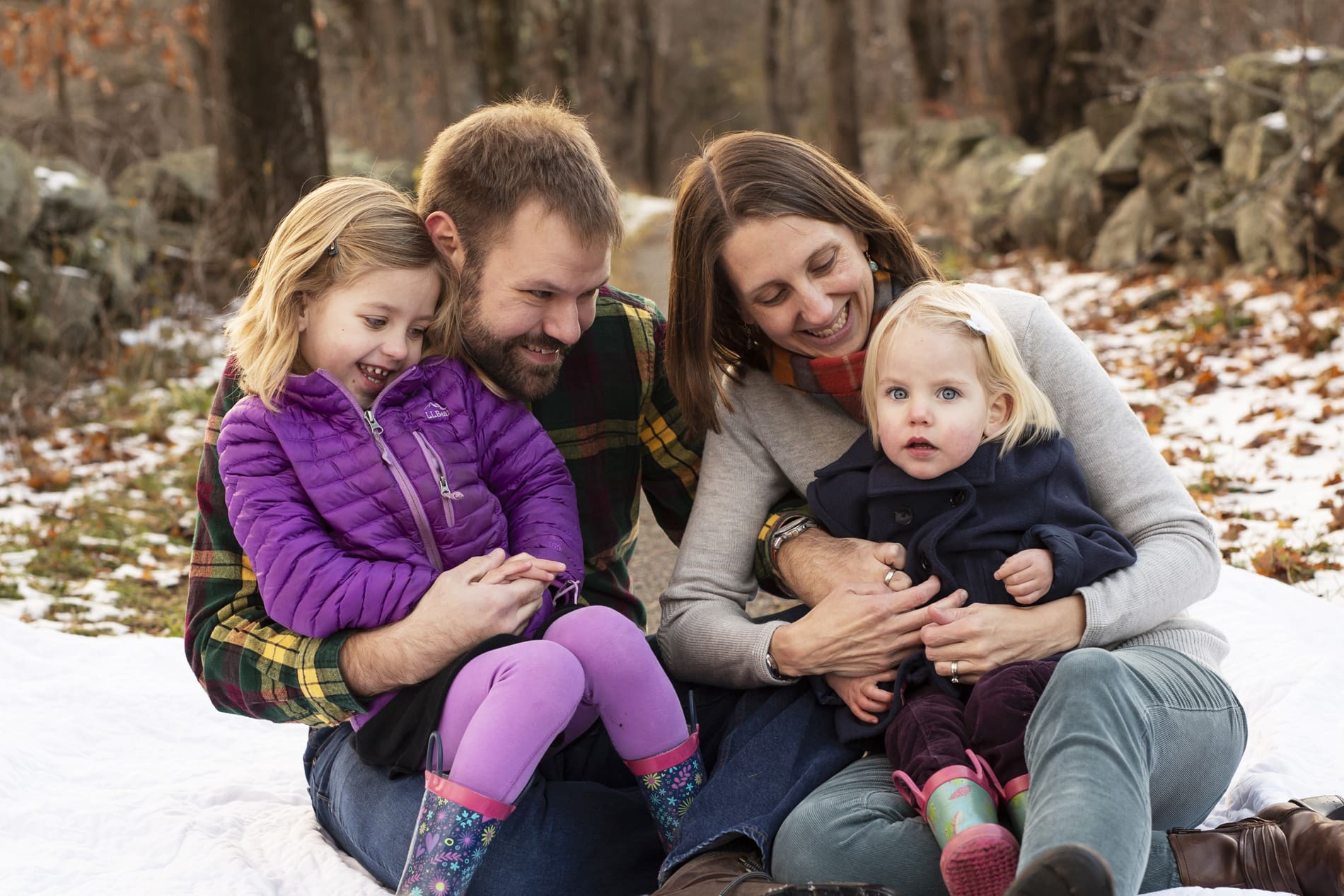 family photo mom dad two girls toddler lexington massachusetts